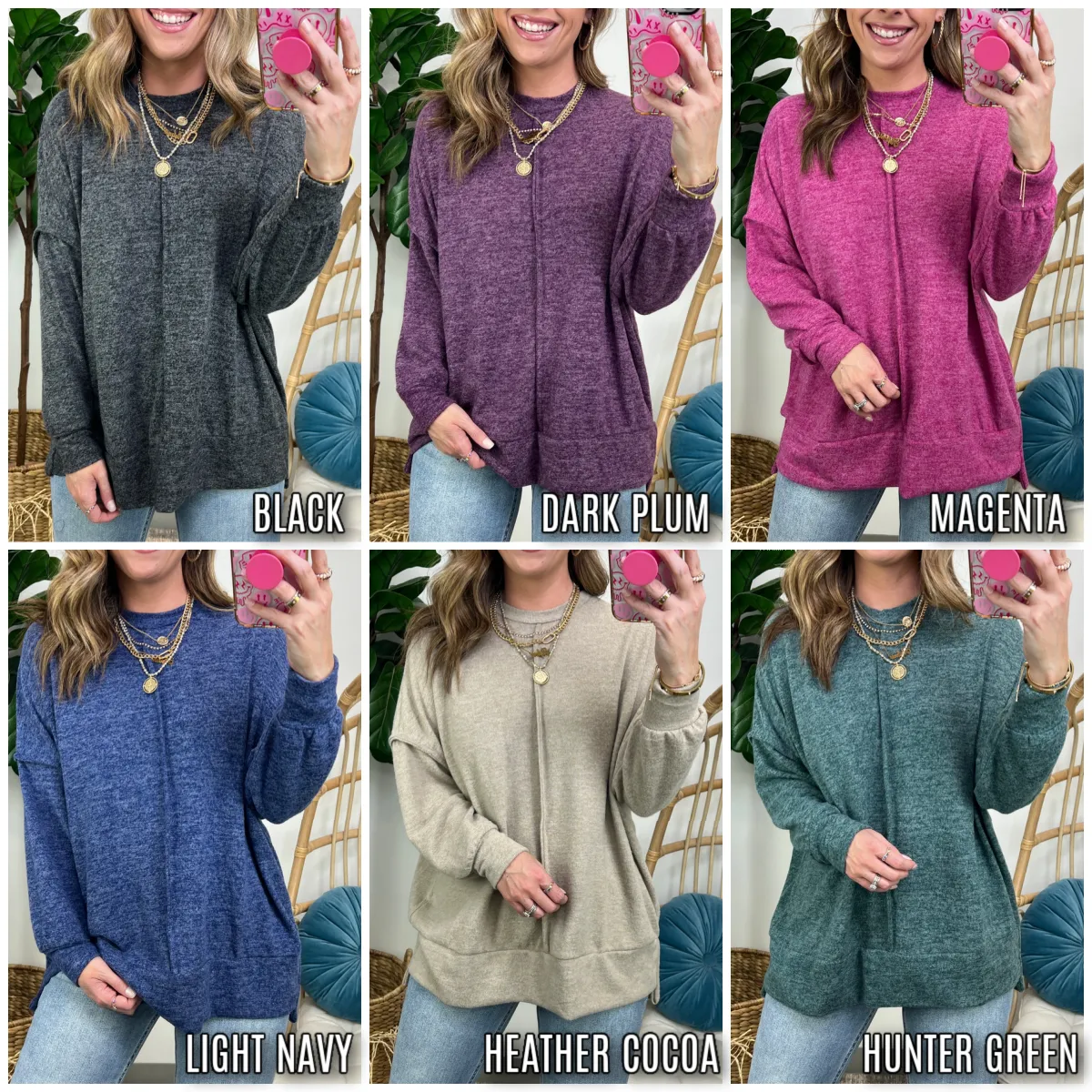Esmeray Melange Knit Exposed Seam Pullover - FINAL SALE