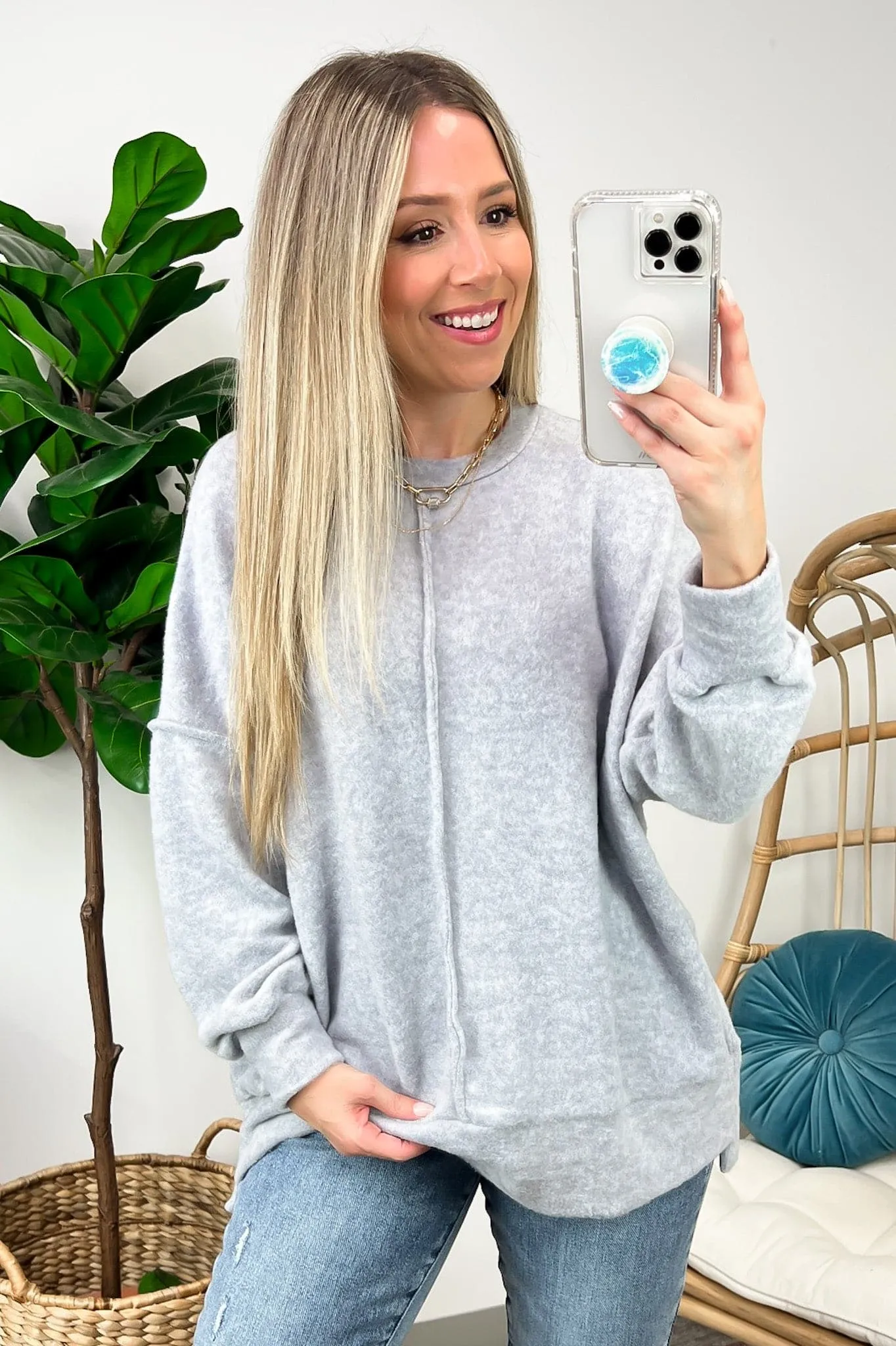 Esmeray Melange Knit Exposed Seam Pullover - FINAL SALE