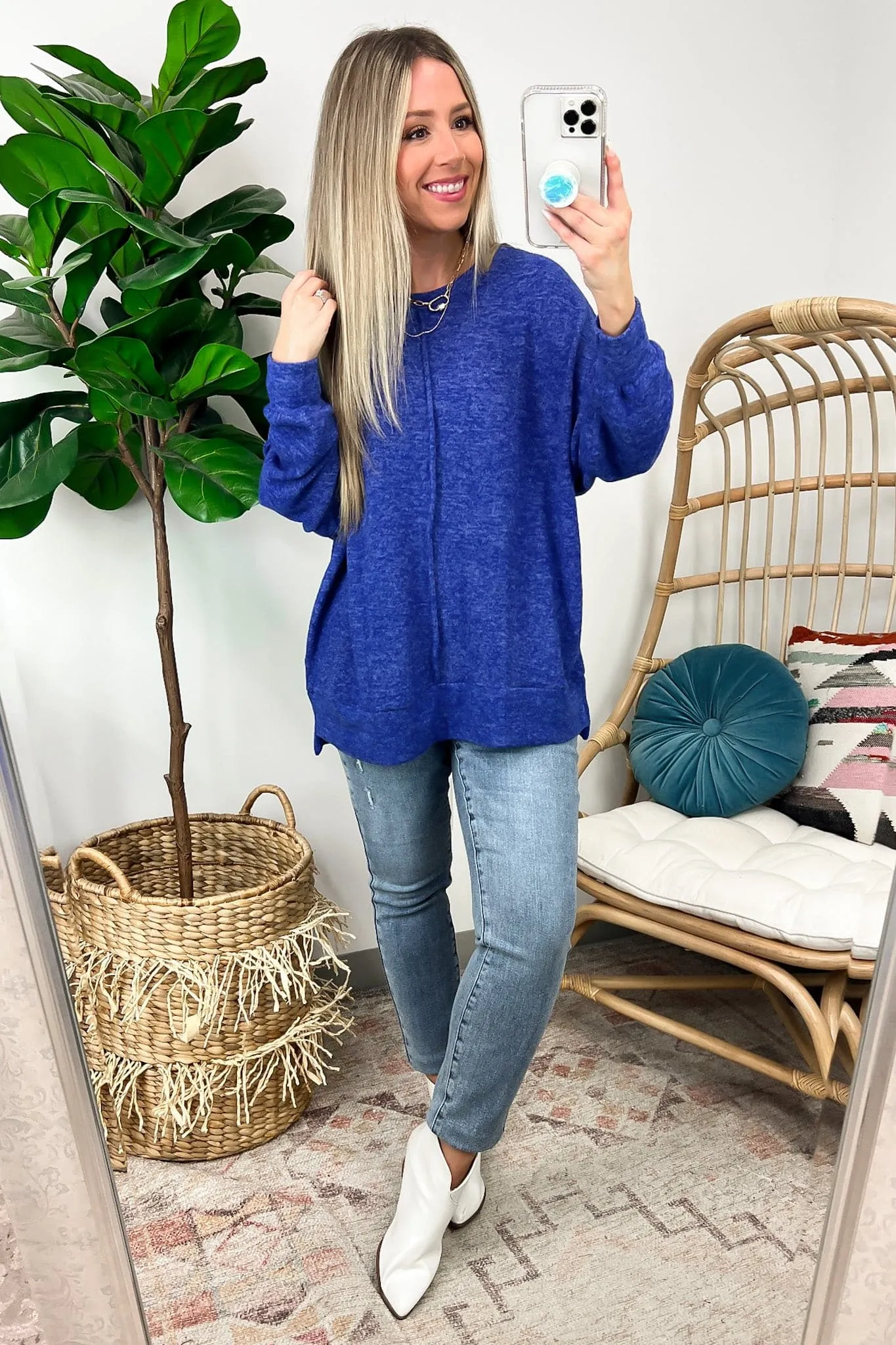 Esmeray Melange Knit Exposed Seam Pullover - FINAL SALE