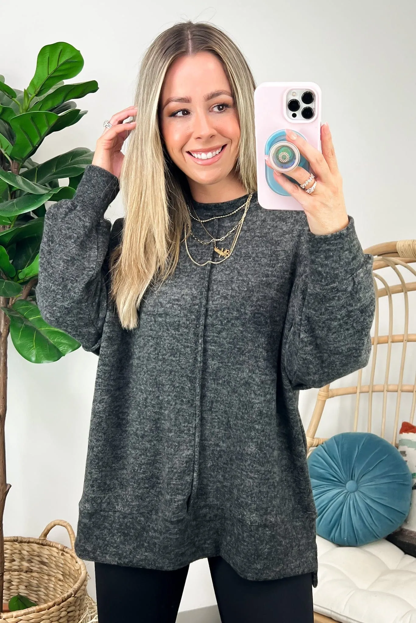 Esmeray Melange Knit Exposed Seam Pullover - FINAL SALE