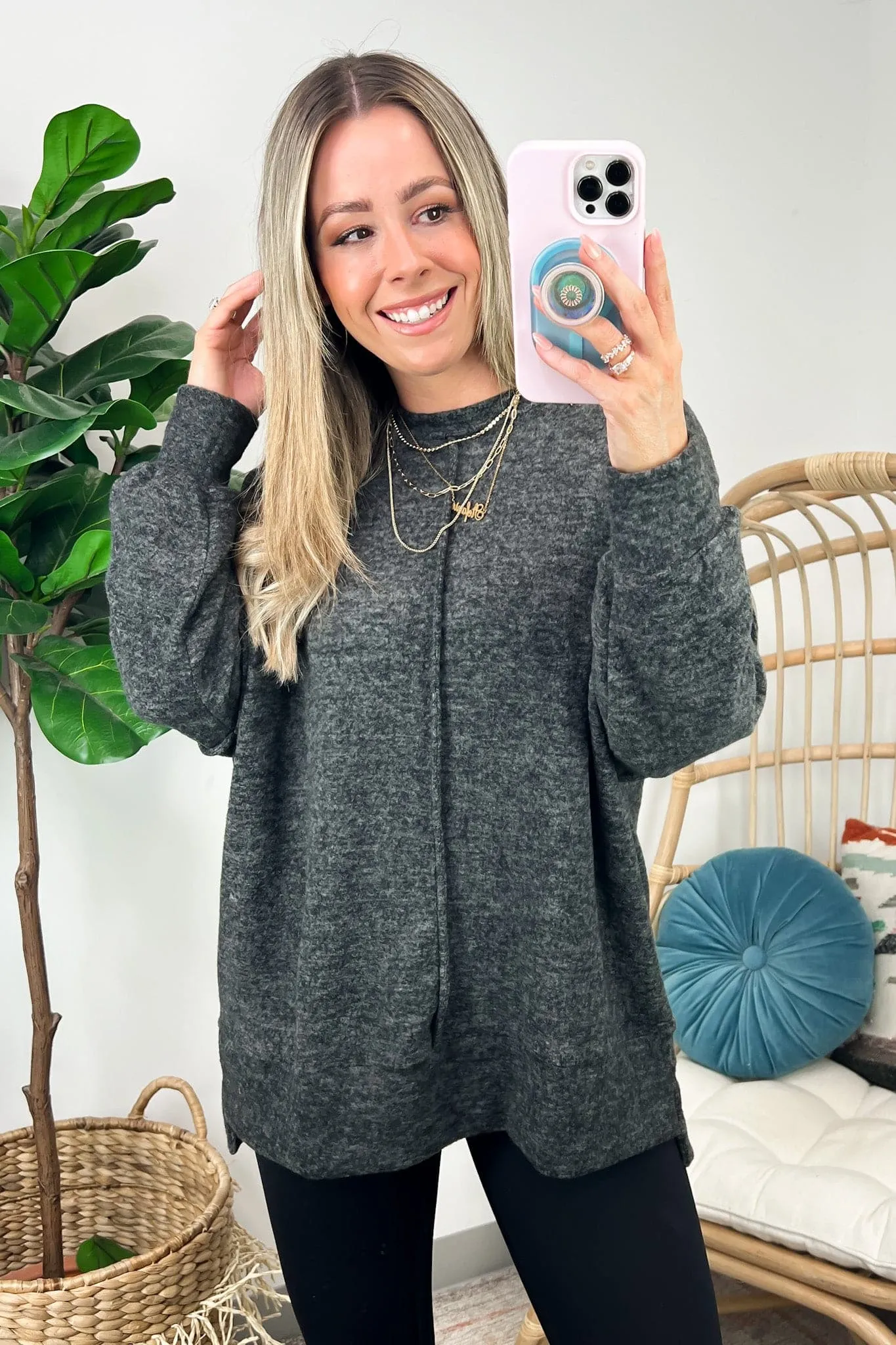 Esmeray Melange Knit Exposed Seam Pullover - FINAL SALE