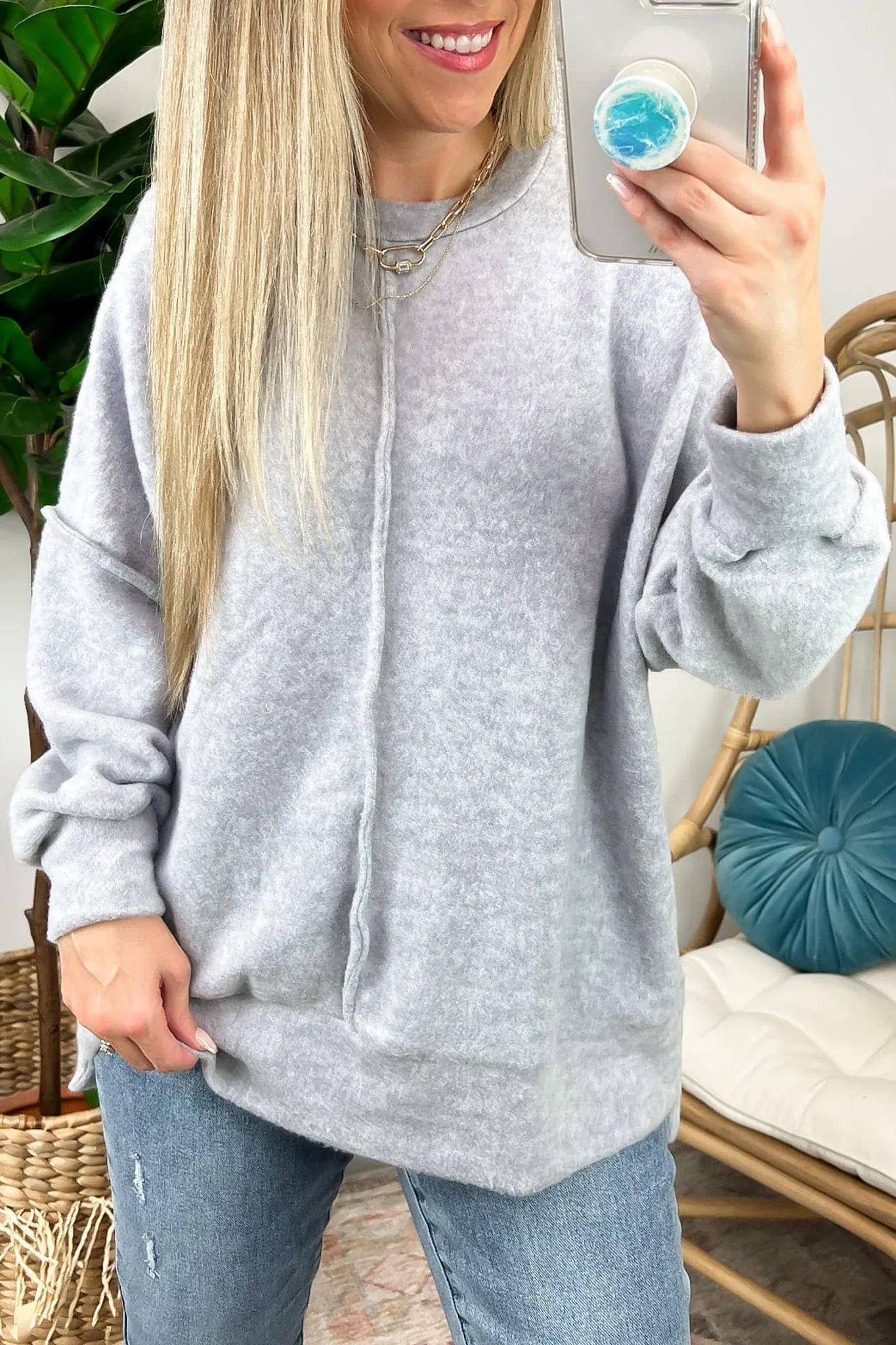 Esmeray Melange Knit Exposed Seam Pullover - FINAL SALE