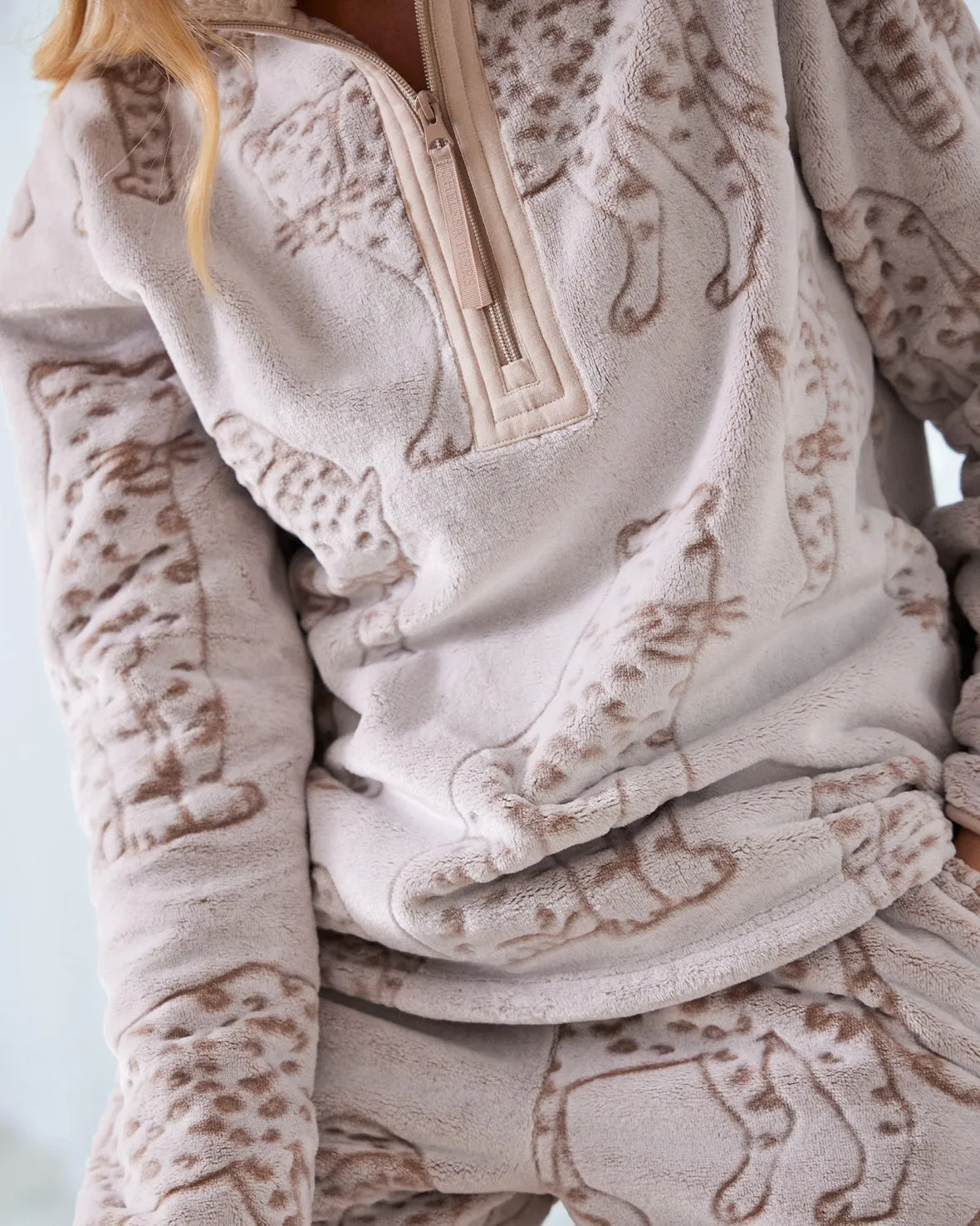 Fleece Burnout Leopard Sweatshirt & Jogger Co-ord
