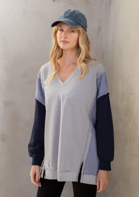 French Terry Colorblock Pullover Sweatshirt