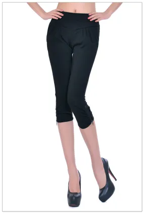 Front Pocket  Elastic Capri Pants