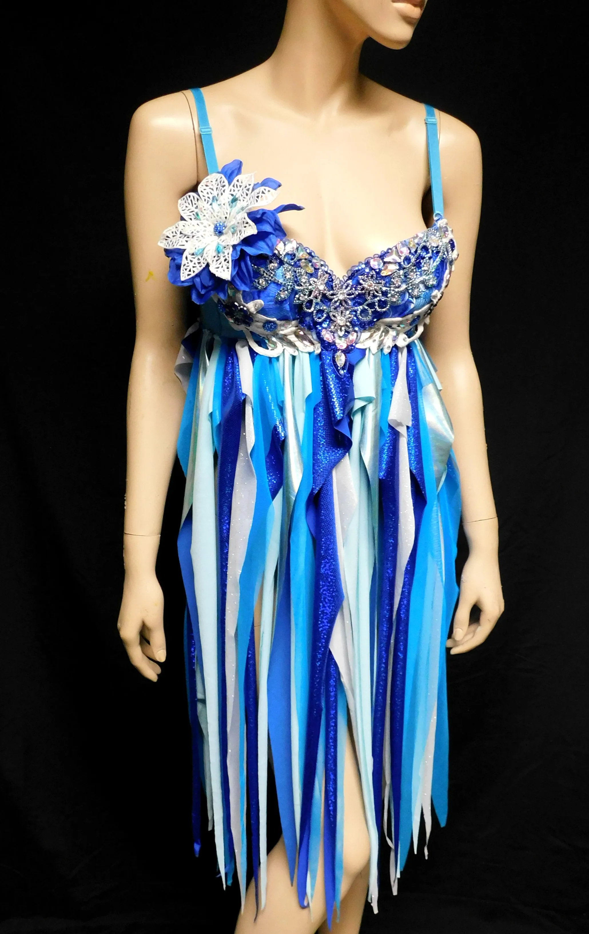 Glitter Flower Fairy Babydoll Dress Bra Costume