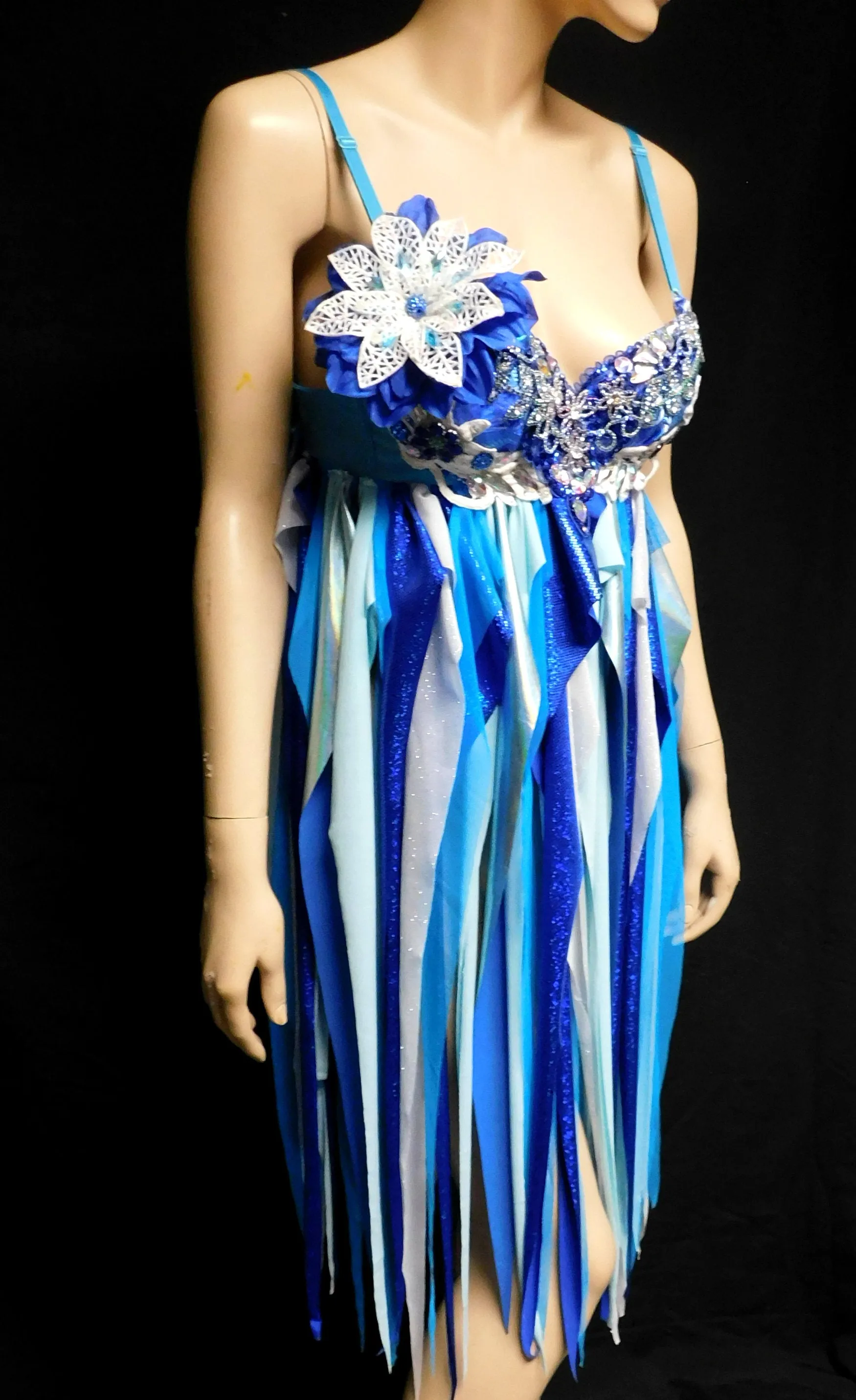 Glitter Flower Fairy Babydoll Dress Bra Costume