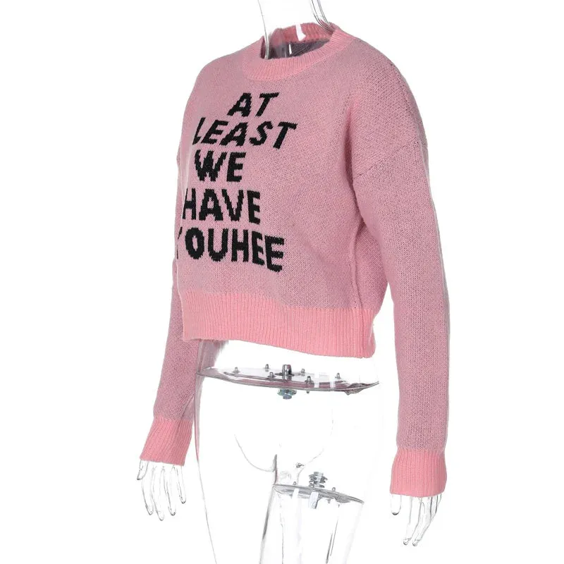 Graphic Letter Stylish Kint Pullover