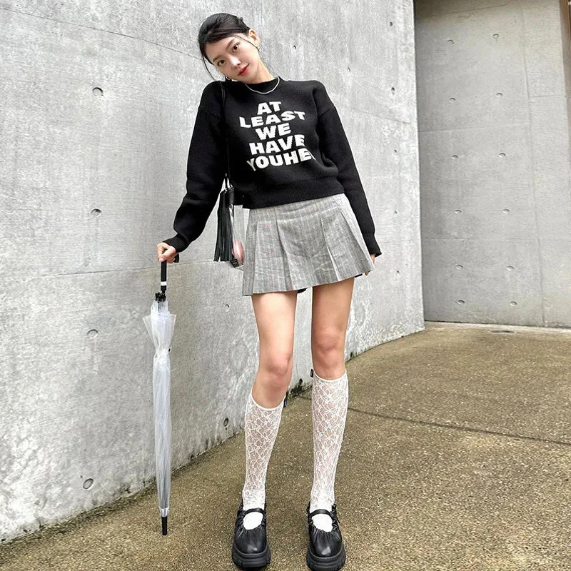 Graphic Letter Stylish Kint Pullover