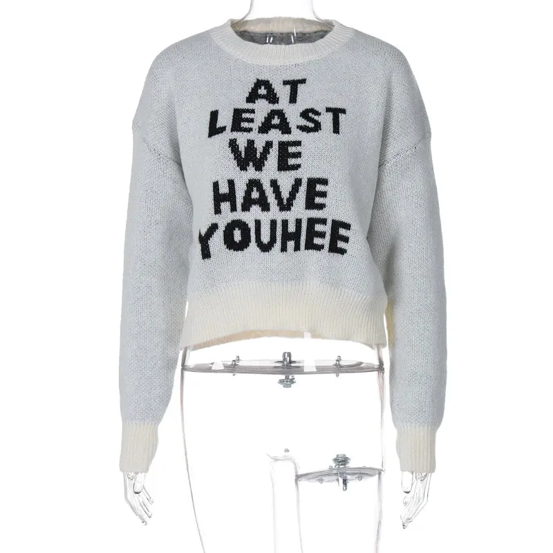 Graphic Letter Stylish Kint Pullover