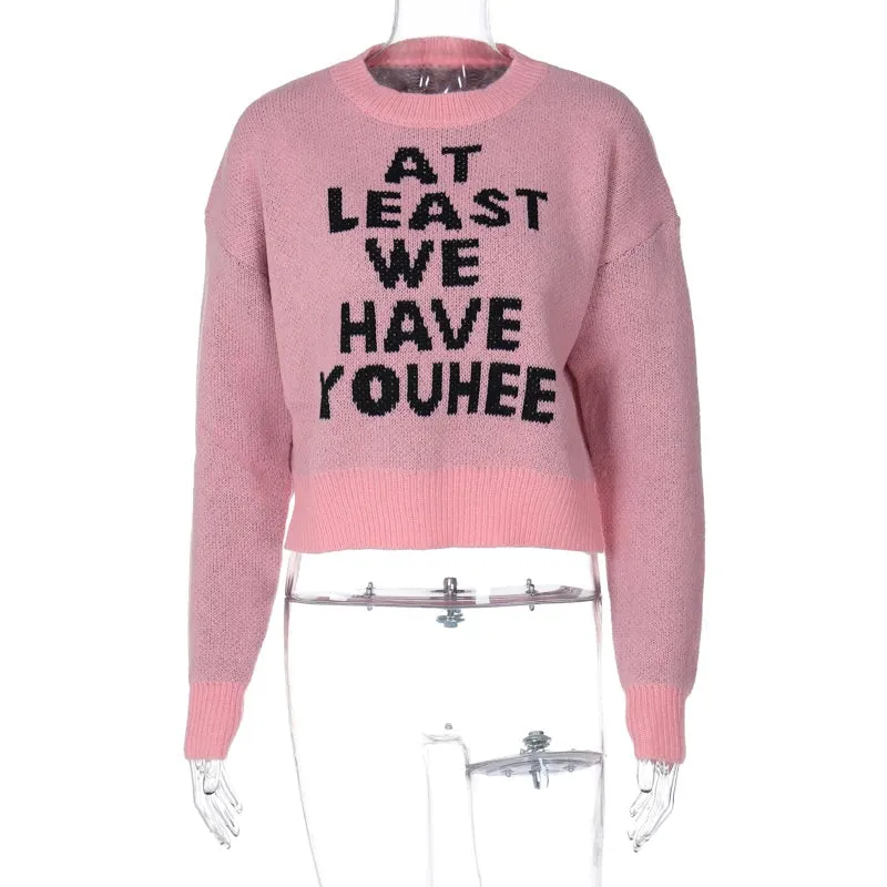 Graphic Letter Stylish Kint Pullover