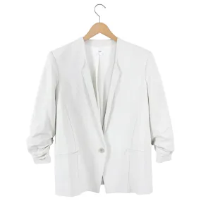 Helmut Lang Bone Grey Blazer with Gathered Sleeves - 2 / 4