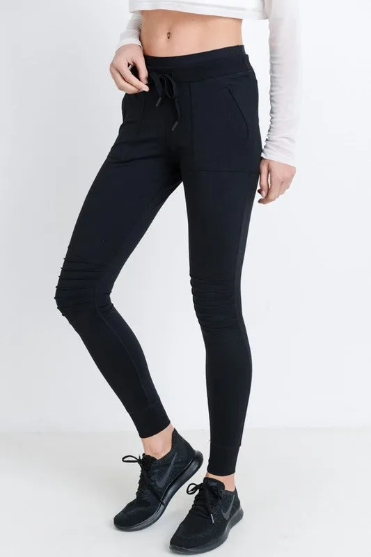 Hybrid Moto Joggers in Black