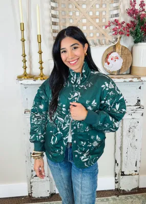 Jade Quilted Bomber Jacket