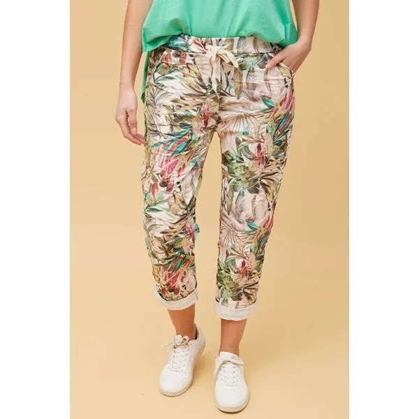 JANJA TROPICAL PRINT JOGGER PANTS