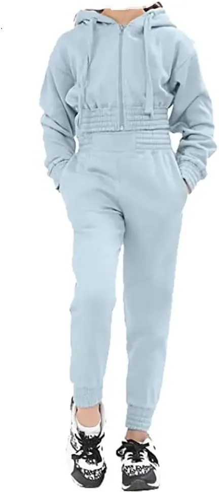 Kids Girls Tracksuit Hoodie, Kids and Teens Crop Tracksuit Set Casual