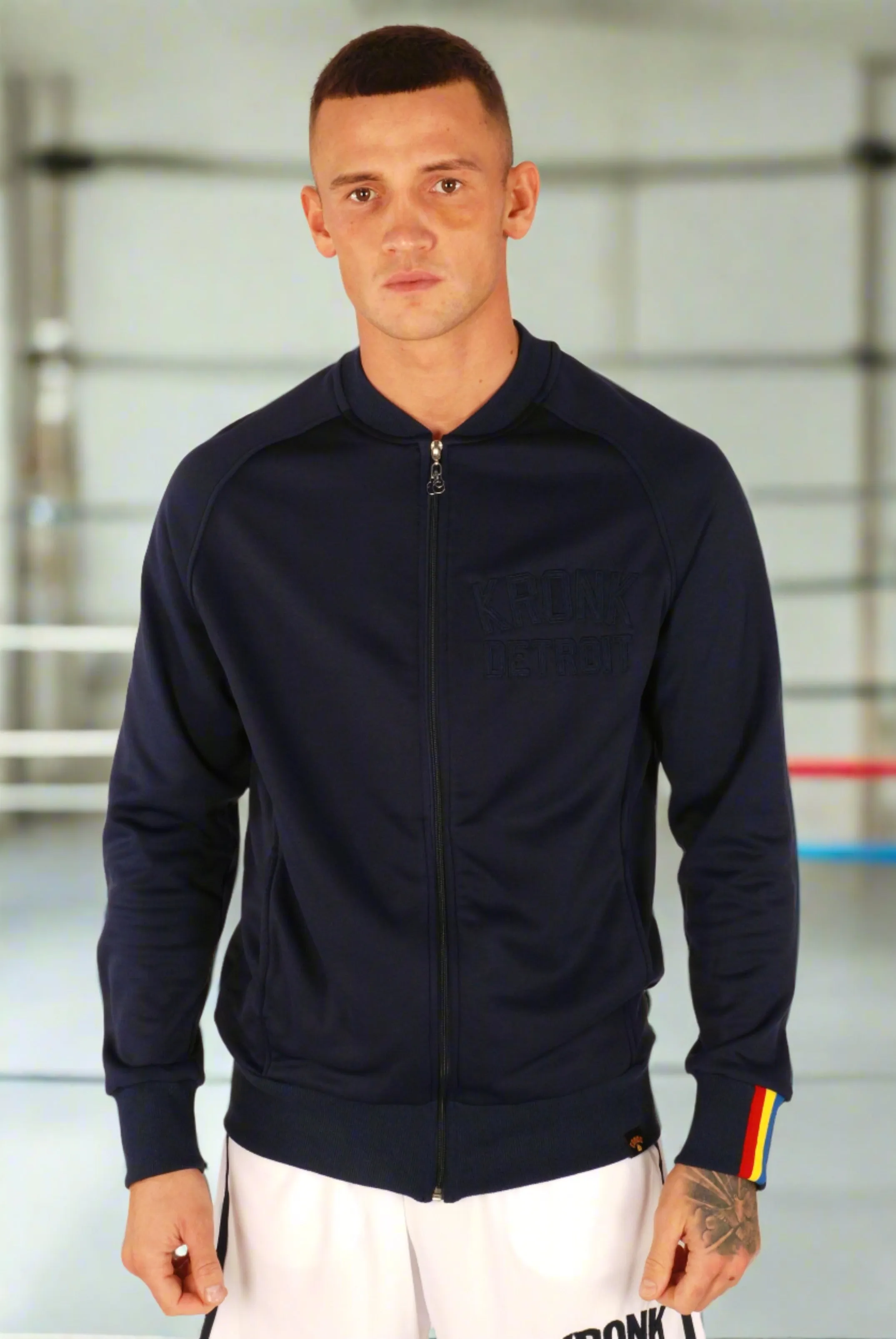 KRONK Iconic Detroit Zip Track Top Navy