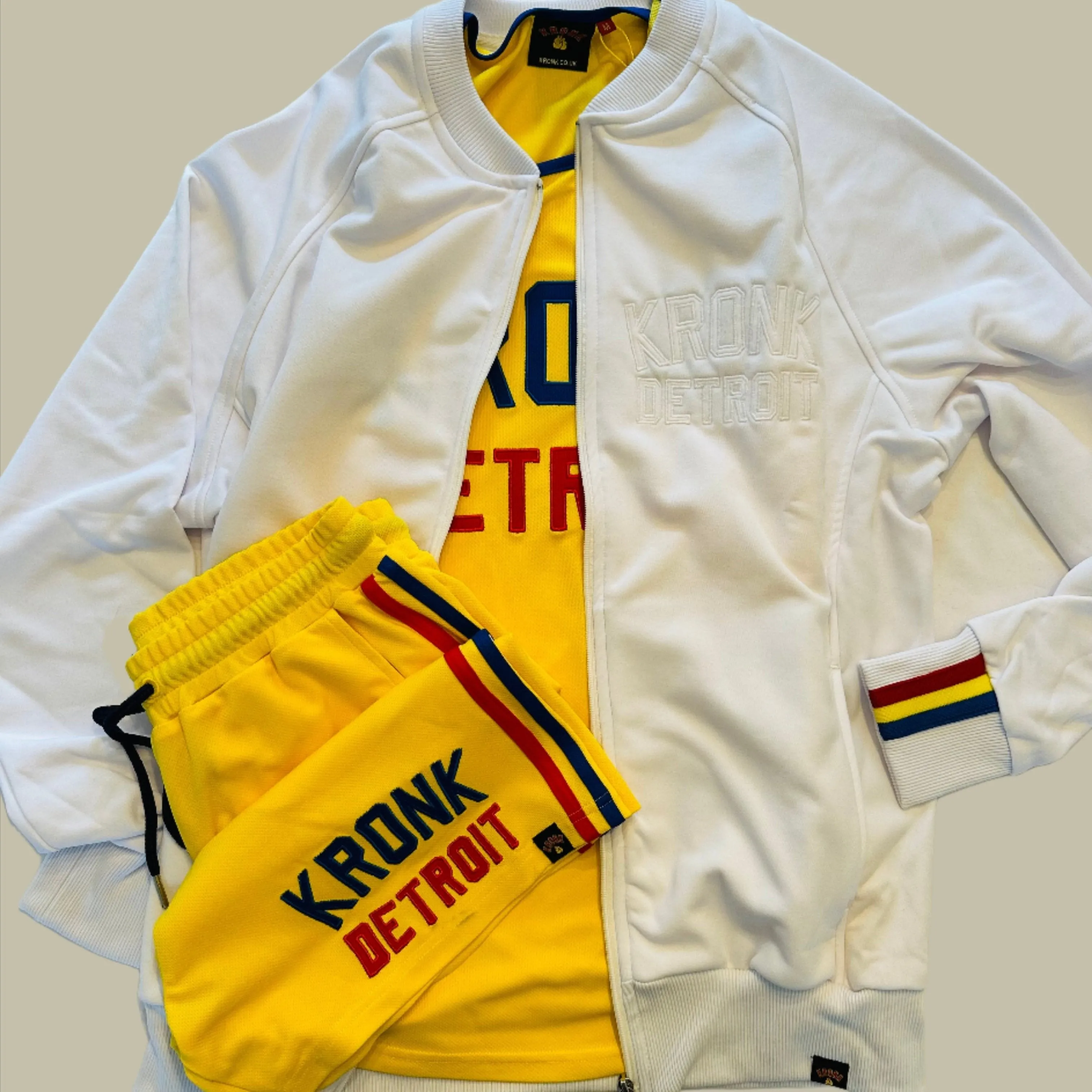 KRONK Iconic Detroit Zip Track Top White