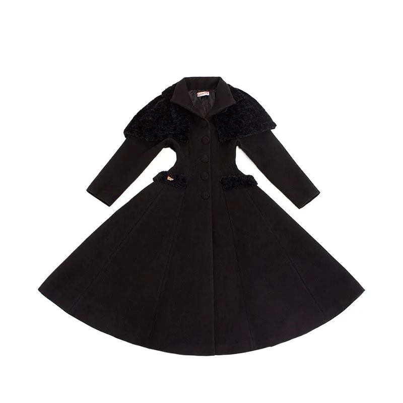 Le Palais Vintage's 1950's original removable cape thick woolen coat - Ster