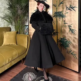 Le Palais Vintage's 1950's original removable cape thick woolen coat - Ster