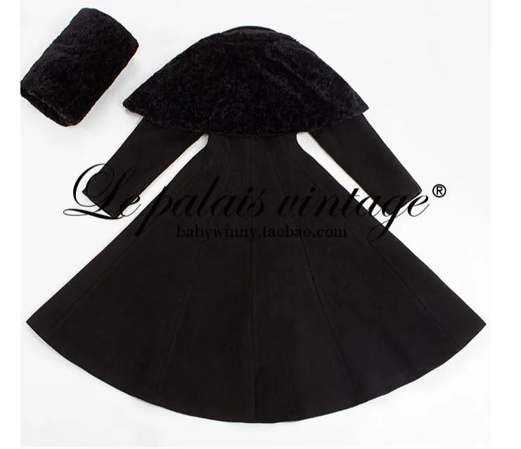 Le Palais Vintage's 1950's original removable cape thick woolen coat - Ster
