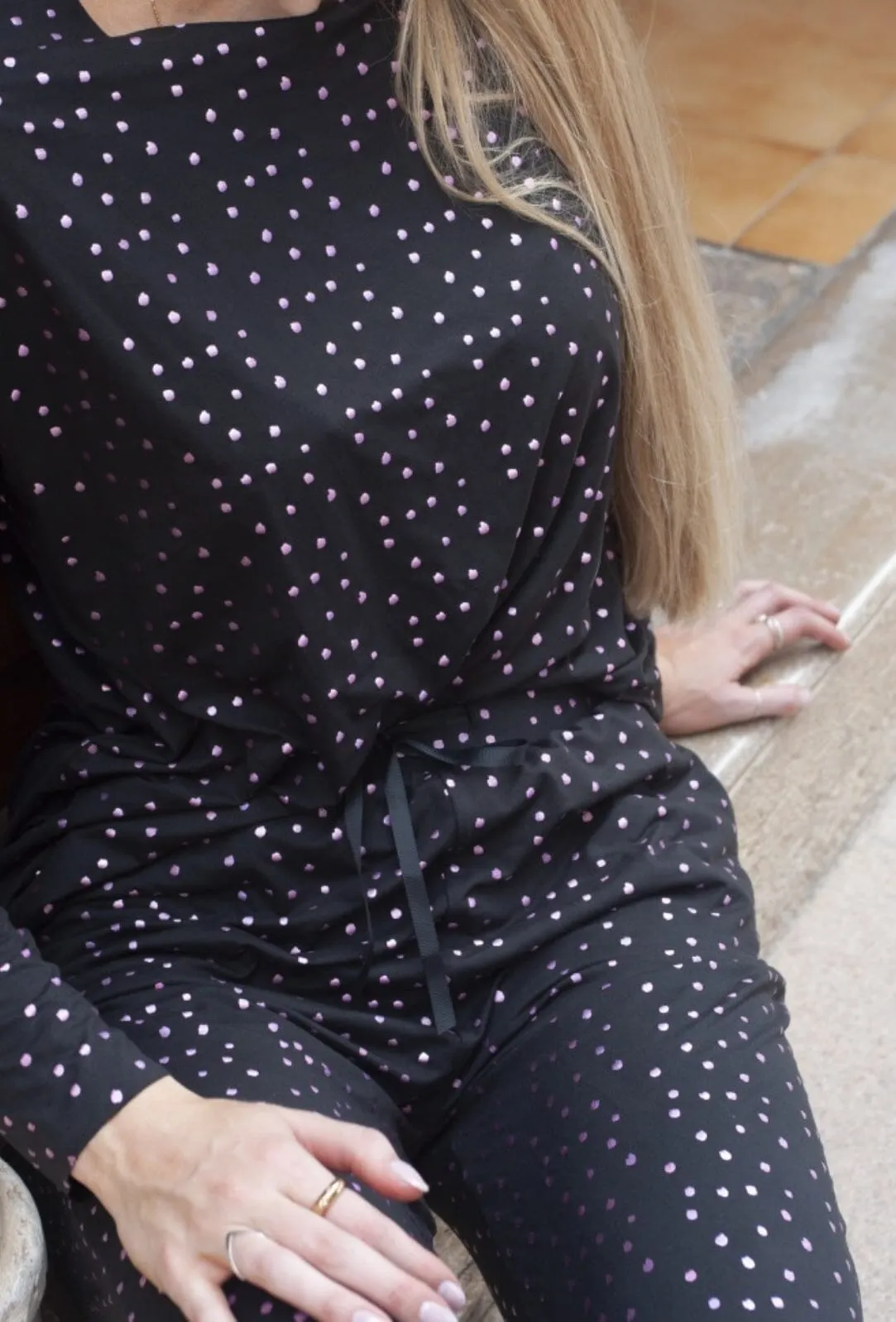 Liberte - Alma-Pants - Black Pink Holographic Dot