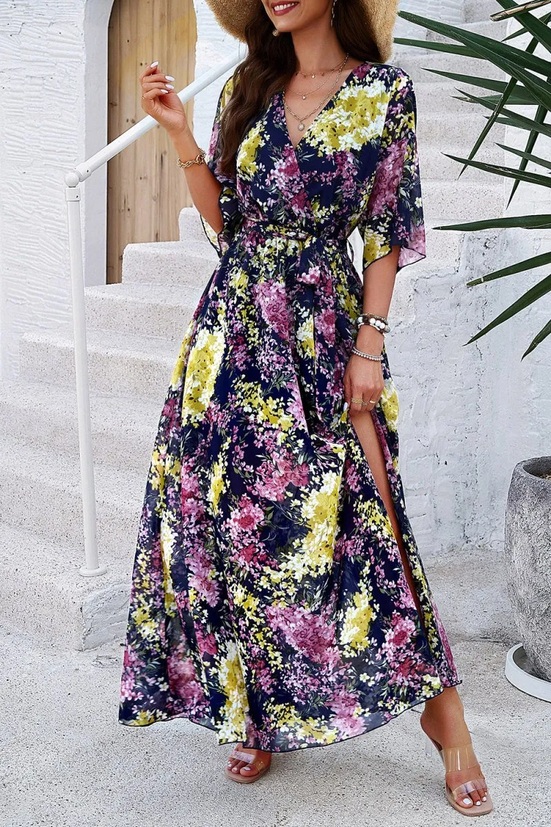 Long Summer Dresses: Elegant Maxi Dress with Half Sleeves