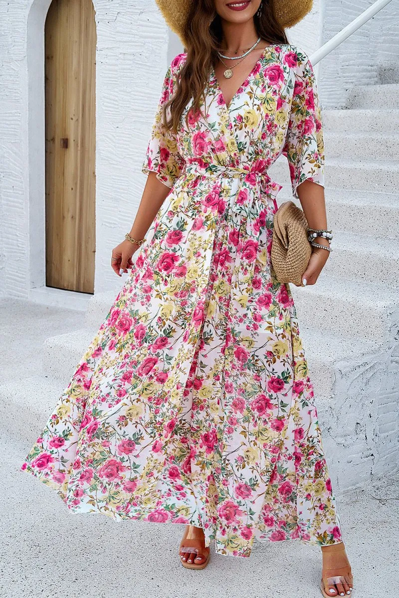 Long Summer Dresses: Elegant Maxi Dress with Half Sleeves