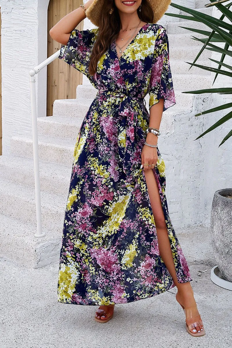 Long Summer Dresses: Elegant Maxi Dress with Half Sleeves