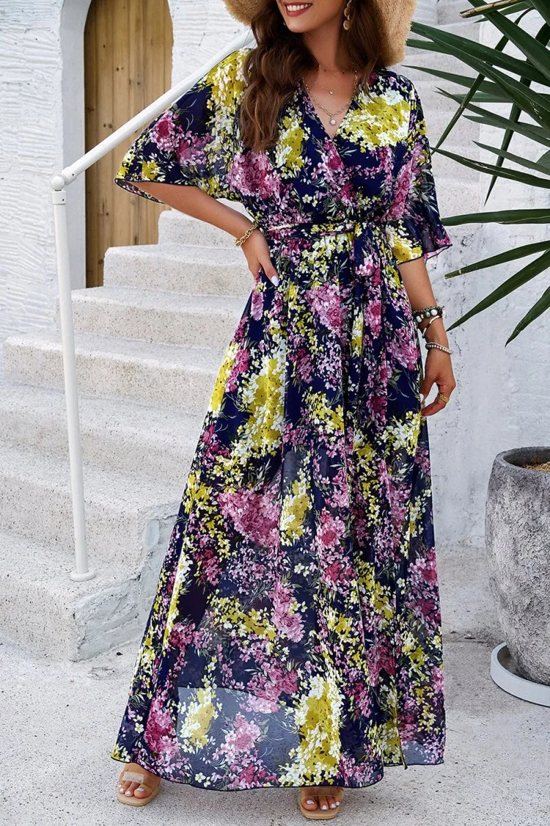 Long Summer Dresses: Elegant Maxi Dress with Half Sleeves
