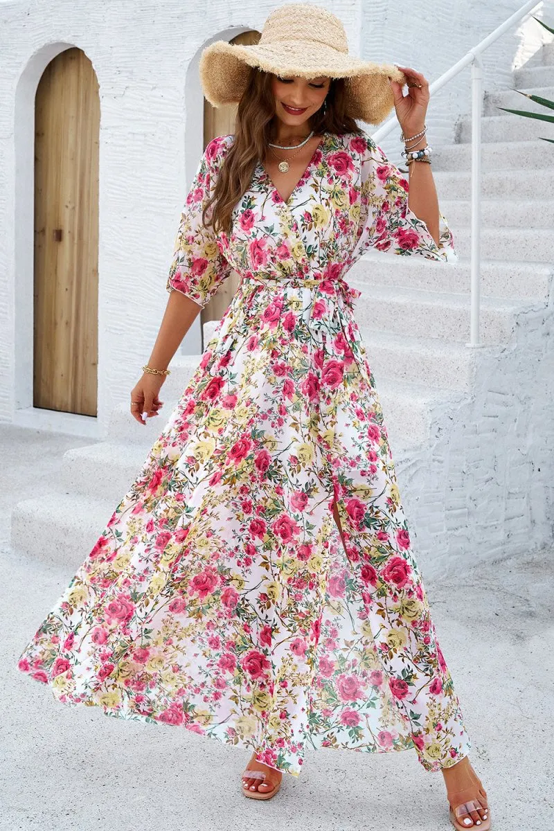 Long Summer Dresses: Elegant Maxi Dress with Half Sleeves