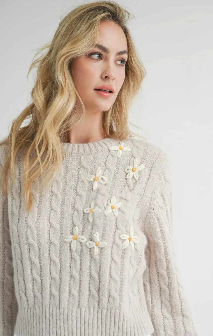 Lulu Embroidered Daisy Sweater