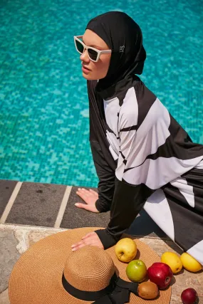 Lycra Black Burkini Modest Swimwear M2309