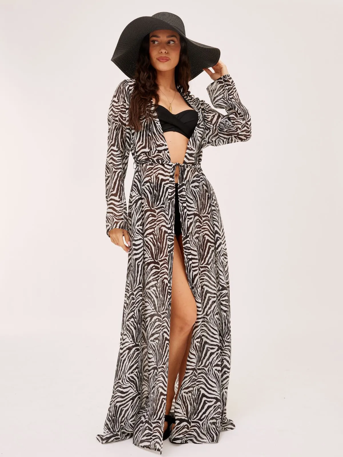Maggie Sheer Maxi Beach Dress / Zebra