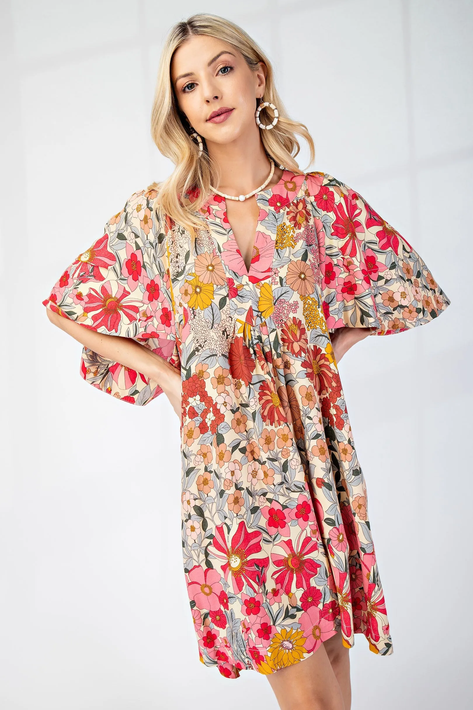 McKell Babydoll Dress in Rose Pink