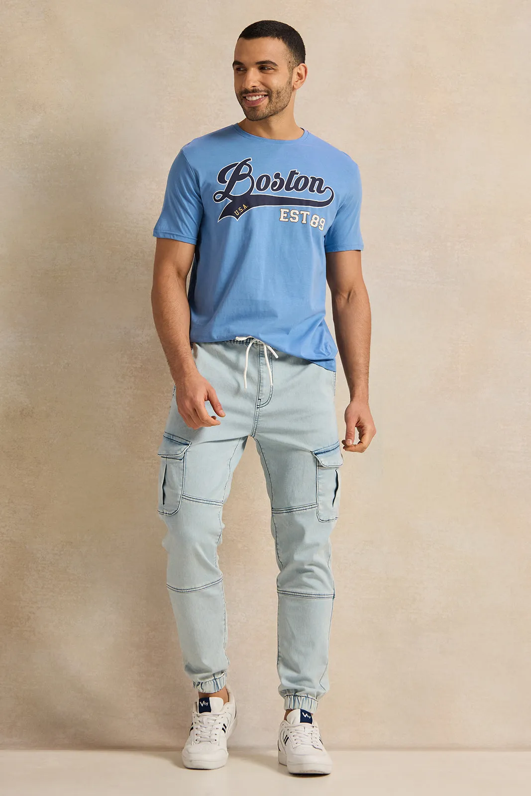 Men Blue  Cargo Jogger