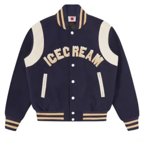 Mens ICECREAM Navy Drippy Varsity Jacket
