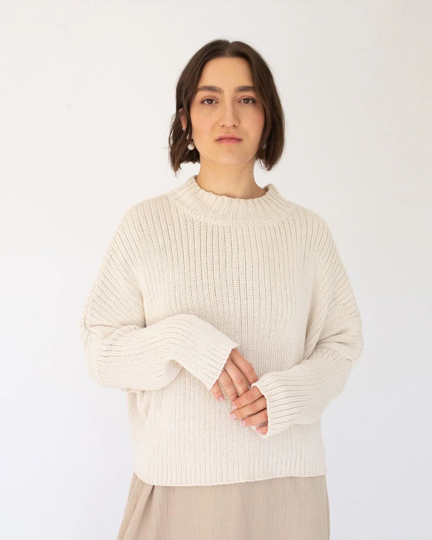 Mock Neck Crop Sweater