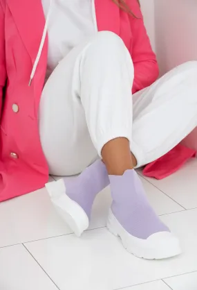 Never Give Up Lilac Knitted Sock Boot