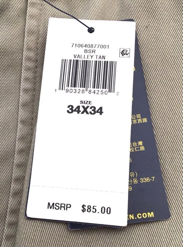 NWT Polo Ralph Lauren Men's Tan Slim Fit Chino Pants - Size 34X34