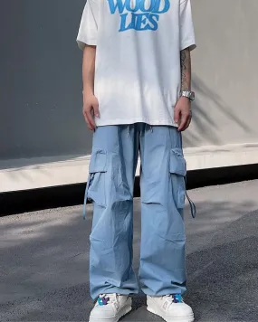 Nylon Wide Cargo Pants BKL0007