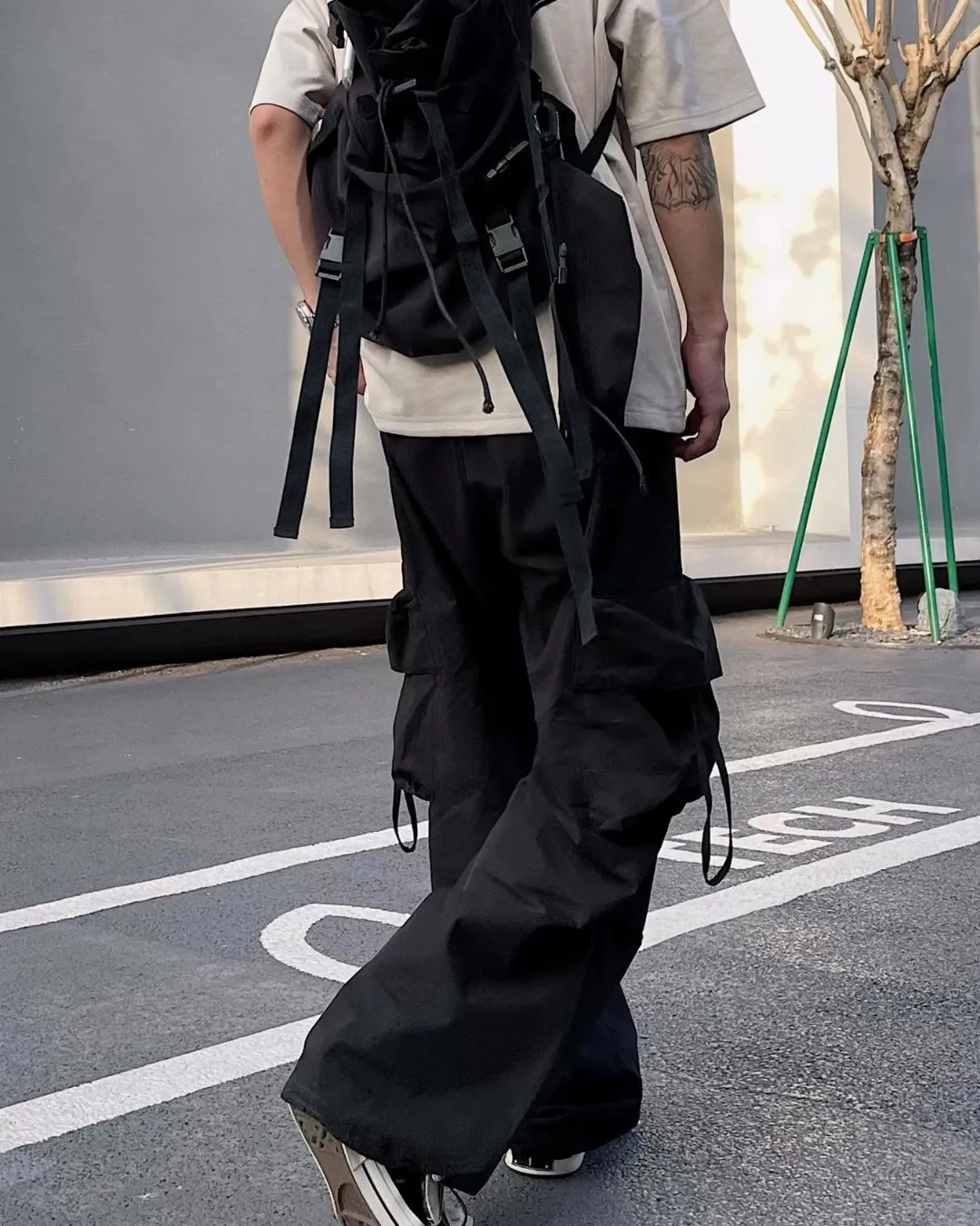 Nylon Wide Cargo Pants BKL0007
