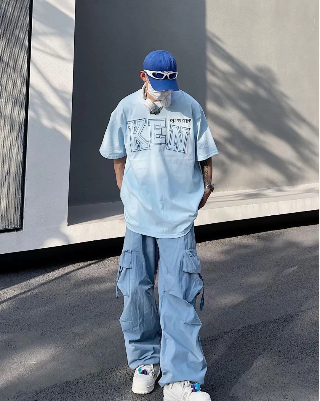 Nylon Wide Cargo Pants BKL0007