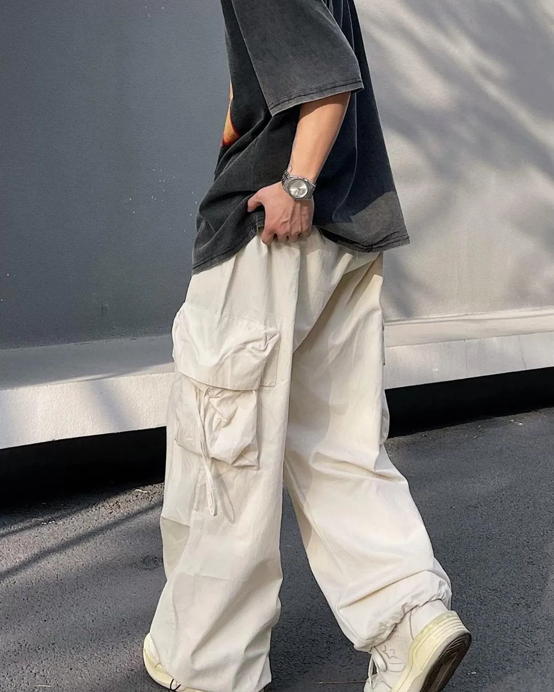 Nylon Wide Cargo Pants BKL0007