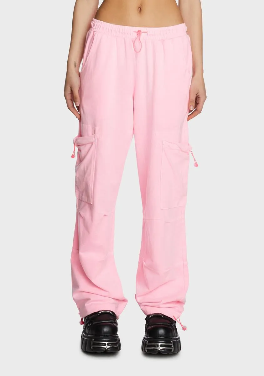 Pink Cargo Jersey Joggers