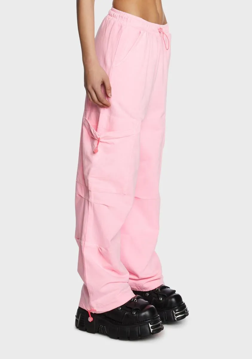 Pink Cargo Jersey Joggers