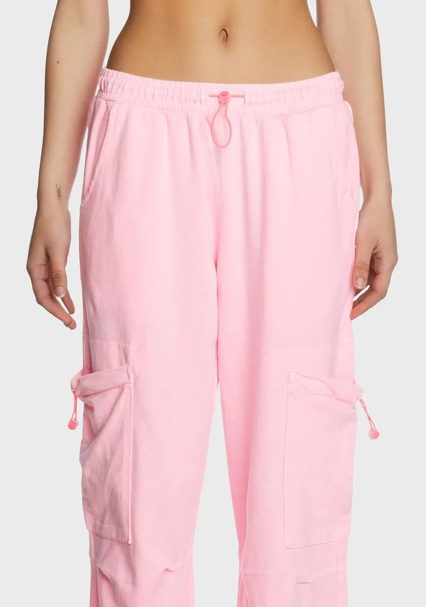 Pink Cargo Jersey Joggers