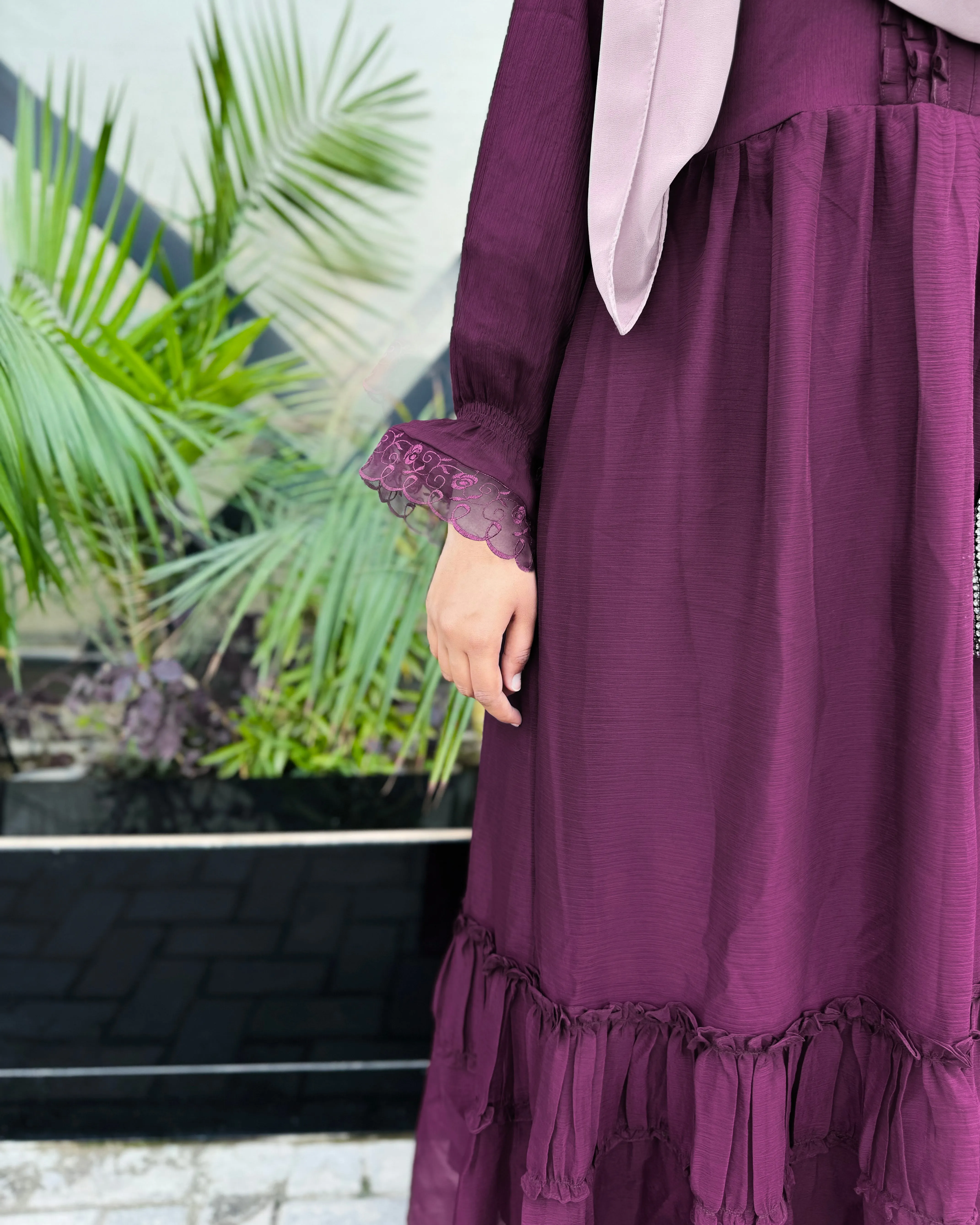 Plum Evening Modest Dress