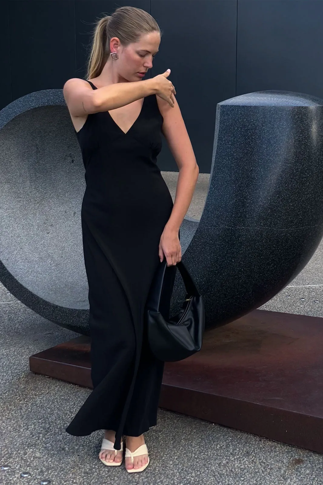 Plunge Bias Dress - Nera