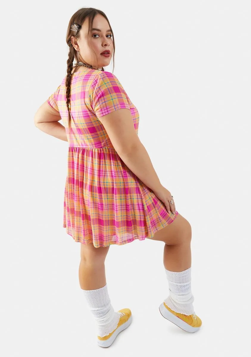 Plus Chasing Sunshine Plaid Babydoll Dress
